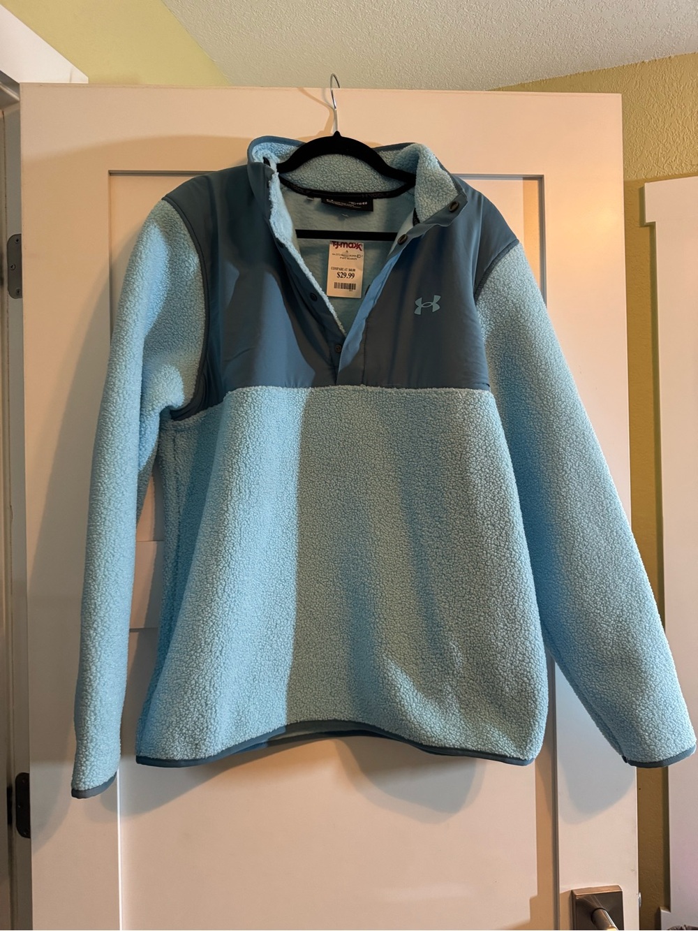 Under Armour Kids Light Blue Sherpa Pullover Jacket with Slate Panels